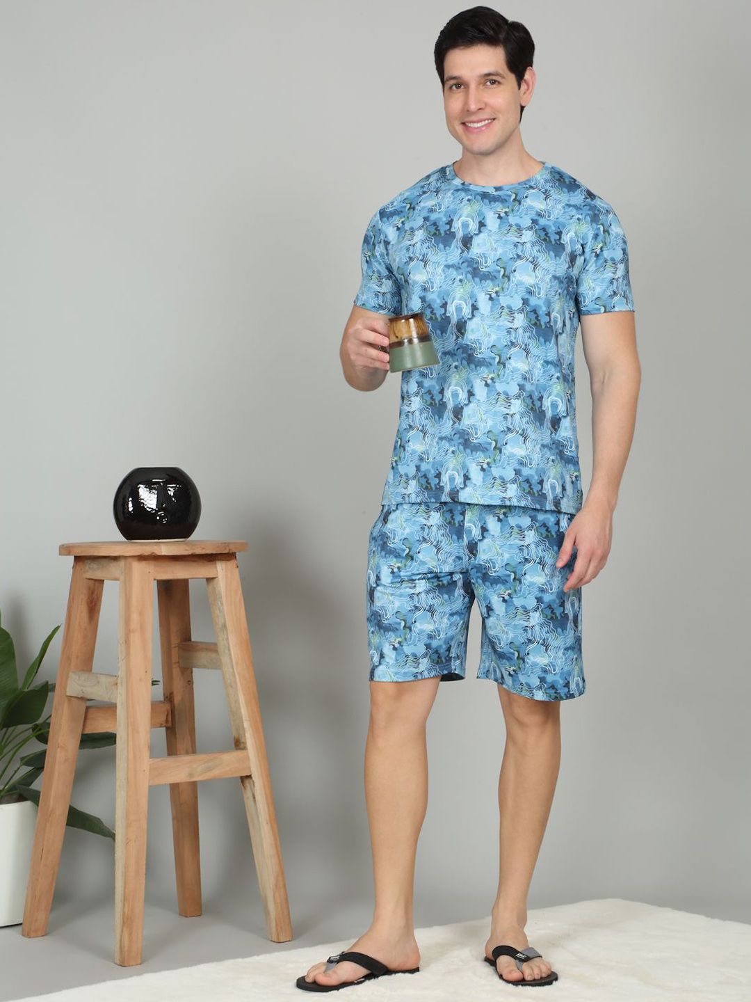 Sweet Dreams Printed Round Neck T-Shirt & Shorts