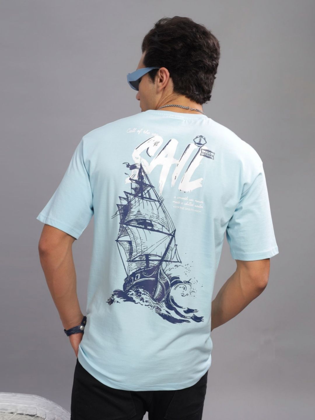 ADRO Men Graphic Printed Round Neck Cotton Oversized T-shirt