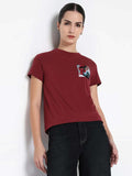 Rareism Wanita Grafik T-Shirt Leher Pusingan Dicetak