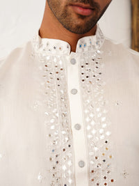 Jompers Geometric Embroidered Mirror Work Kurta Straight Kurta