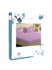 Myntra Elegant Homes Purple Solid 300 TC Fitted King Double Bedsheet with 2 Pillow Covers