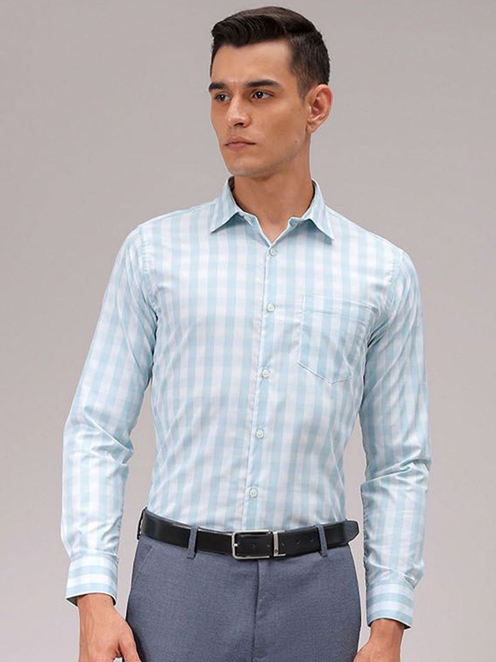 The Indian Garage Co. X Luxe Men Cutaway Collar Checked Slim Fit Formal Shirt