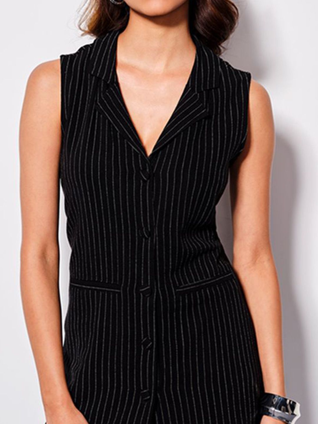AND Striped Linen Wrap Top