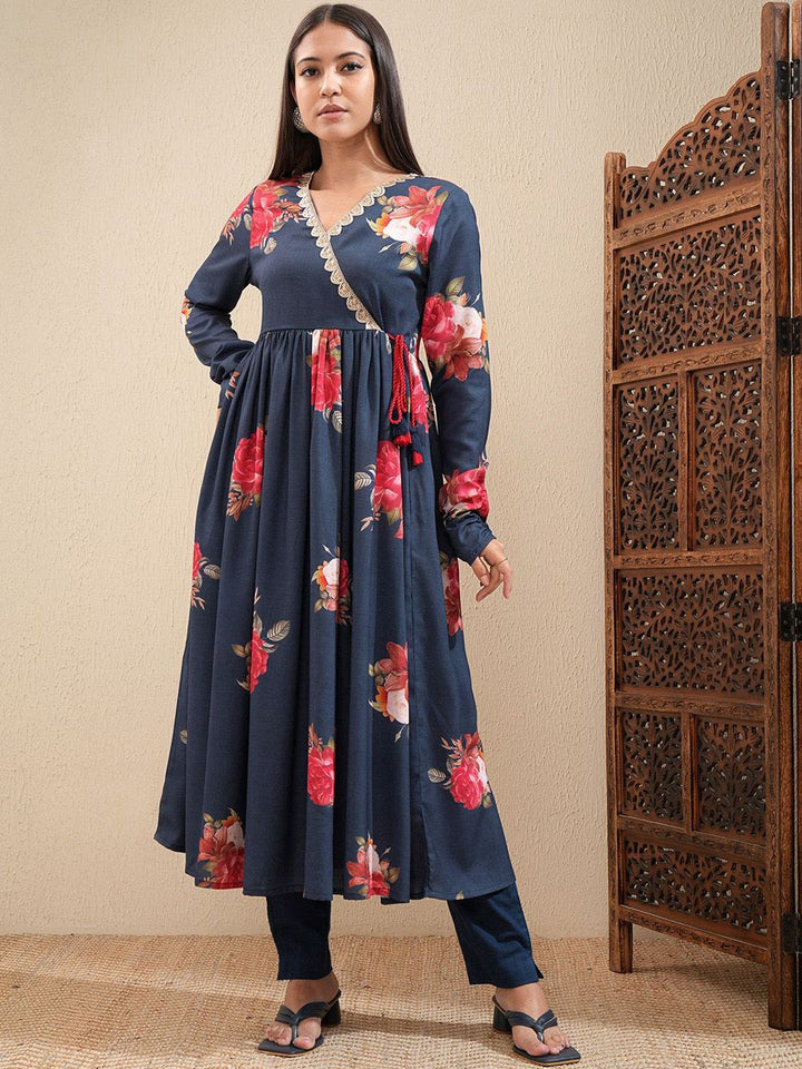 Vishudh Floral Printed Thread Work Anarkali Kurta