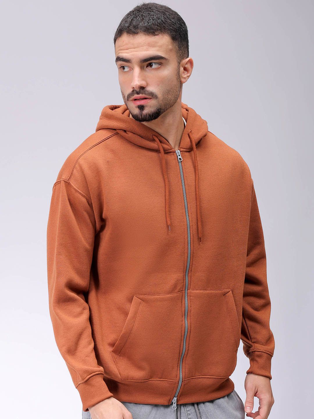 The Indian Garage Co Men Hooded Double Way Front Open Zipper Sweatshirt