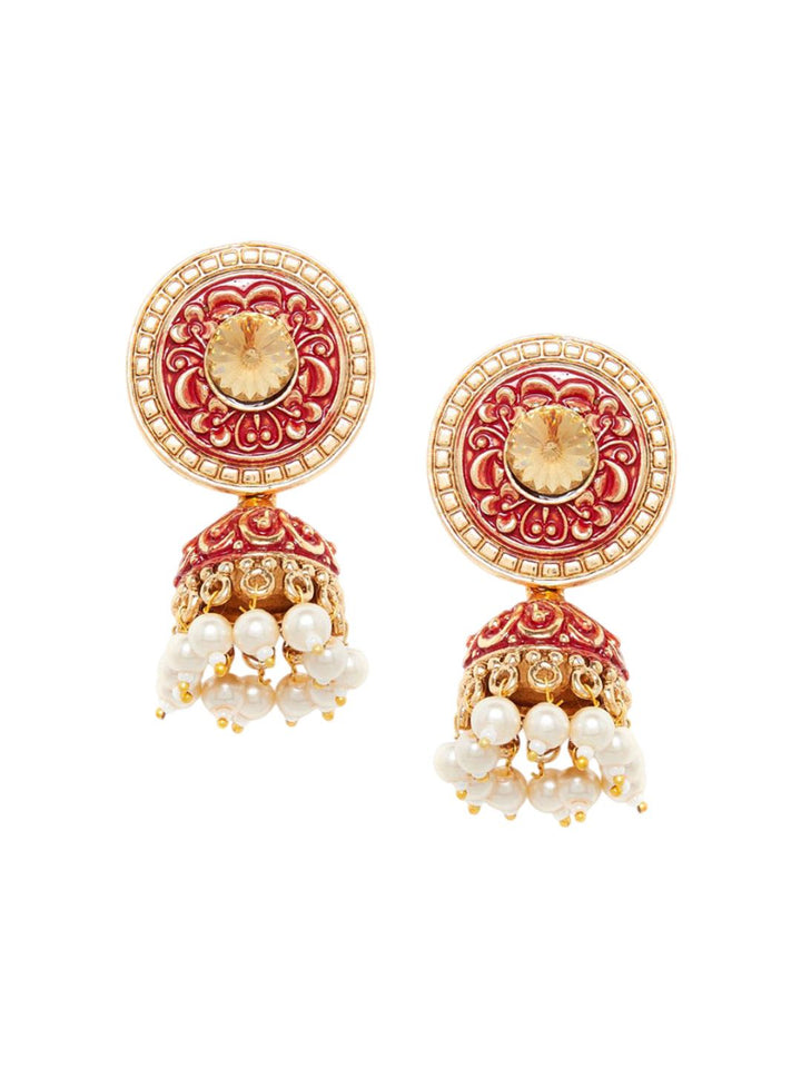 Anouk Gold Plated Cubic Zirconia Studded Dome Shaped Jhumkas