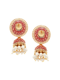 Anouk Gold Plated Cubic Zirconia Studded Dome Shaped Jhumkas
