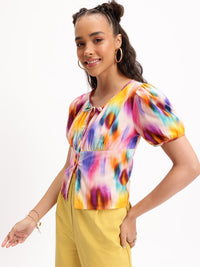 DressBerry Dyed to Impress Abstract Printed Shirt Style Top