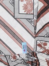 Myntra Elegant Homes White Geometric Cotton 300 TC Fitted Super King Fine Bedsheet with 2 Pillow Covers-106 x 106 inches