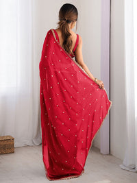 Saree mall Embellished Sequinned Floral Pure Georgette Saree