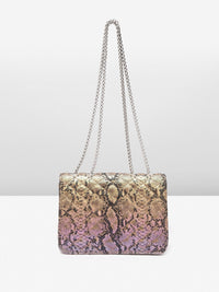 Lino Perros Snake Skin Textured Sling Bag with Quilted Detail