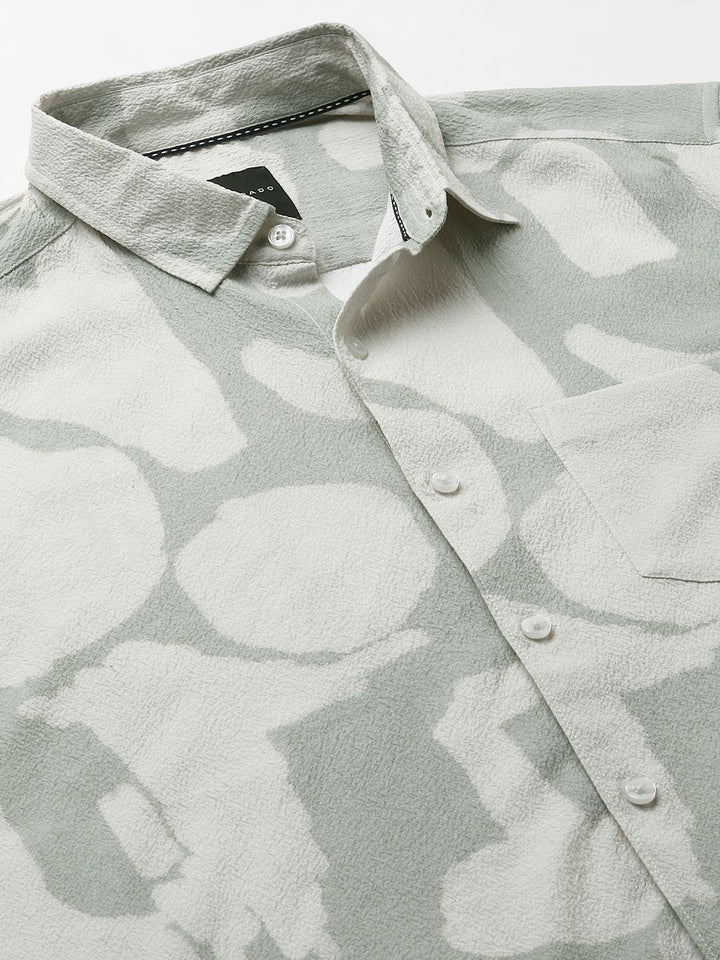 VASTRADO Men Classic Spread Collar Abstract Printed Slim Fit Casual Shirt