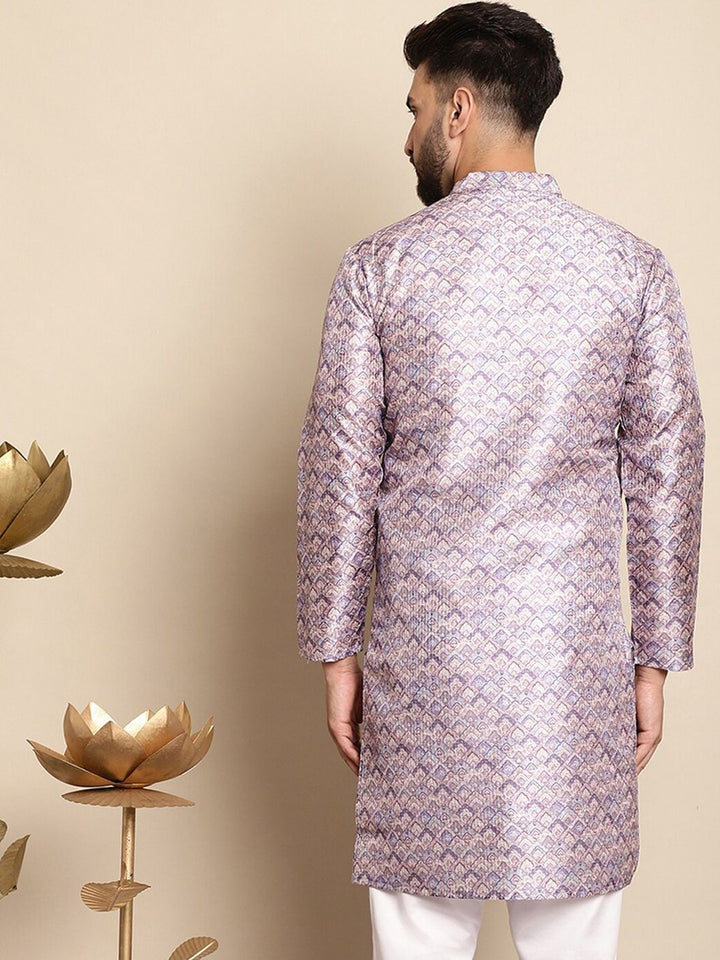 Anouk Men Purple Thread Work Kurta