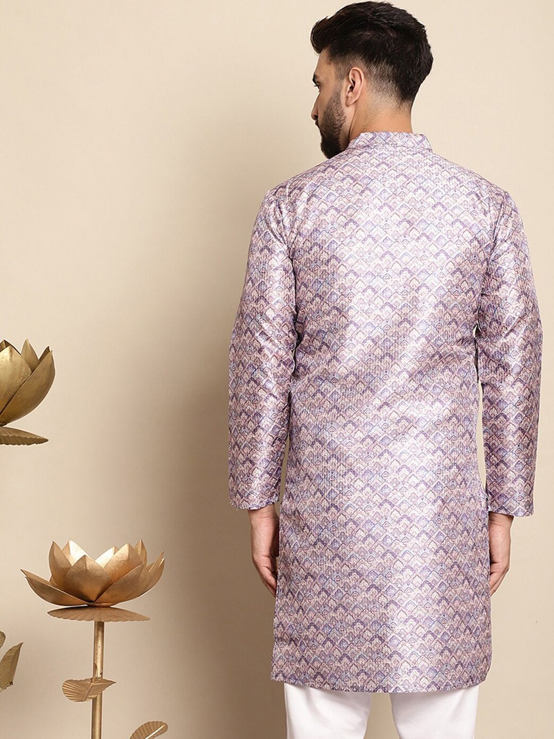 Anouk Men Purple Thread Work Kurta