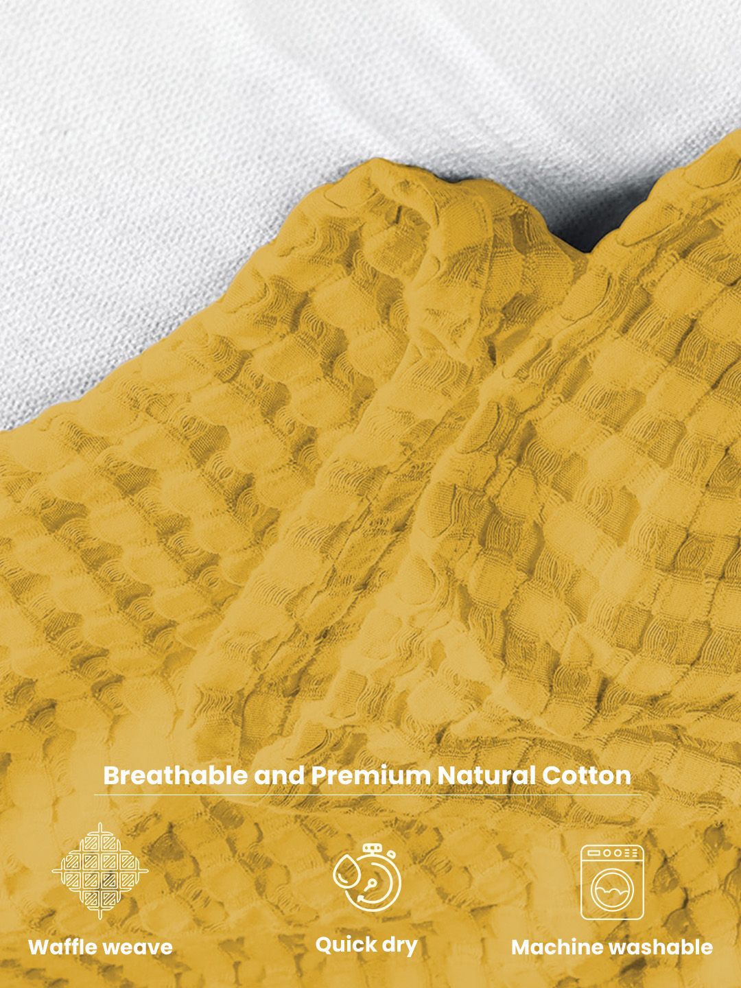 URBAN SPACE Waffle Mustard Checked Cotton AC Room 150 GSM Single Bed Blanket