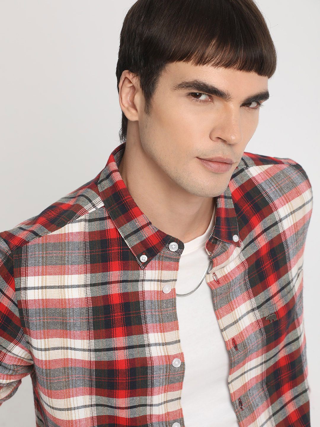 THE BEAR HOUSE Slim Fit Tartan Checks Opaque Checked Cotton Casual Shirt