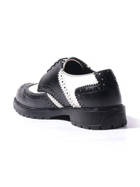 MONKSTORY Black & White Atelier 1900 Wingtip Bicolor Lace-Ups Brogues