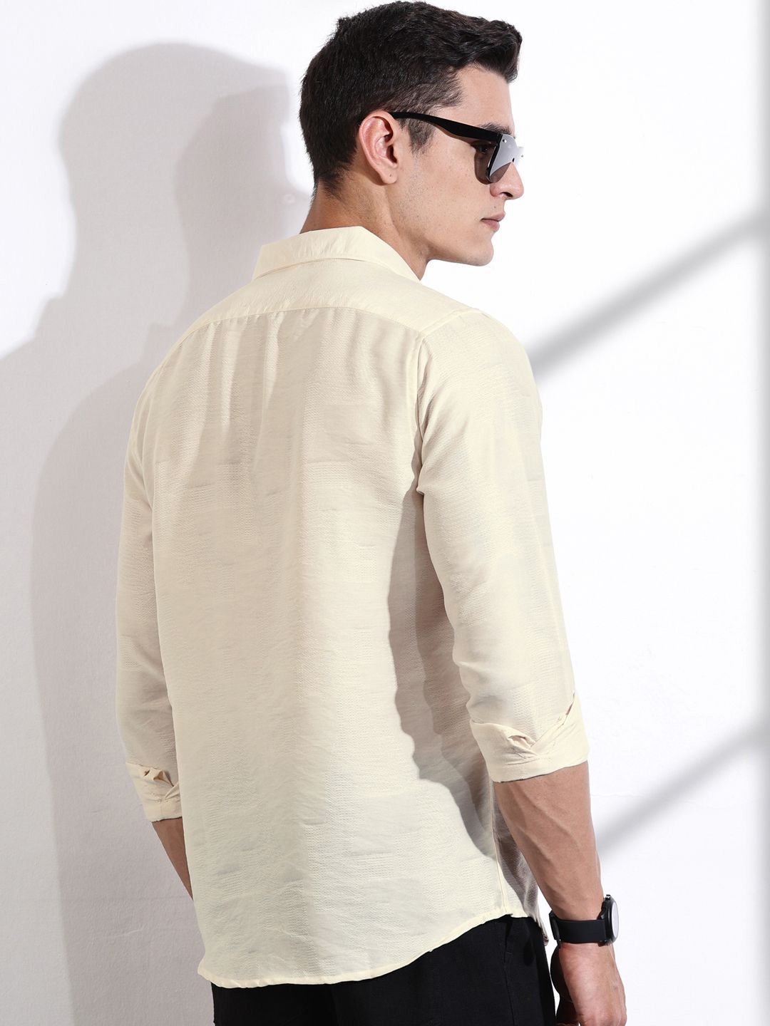 Thomas Scott Men Classic Slim Fit Opaque Casual Shirt