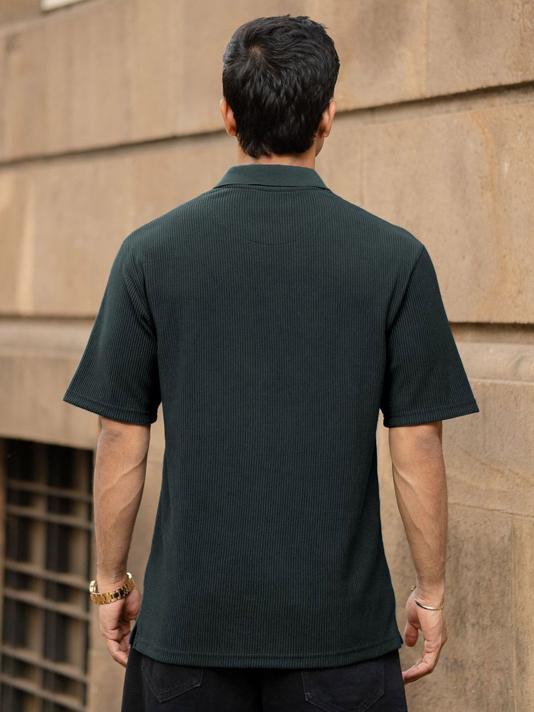 Powerlook Men Polo Collar Drop-Shoulder Sleeves T-shirt