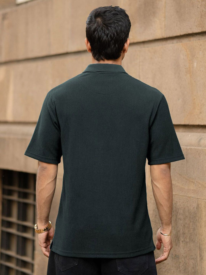 Powerlook Men Polo Collar Drop-Shoulder Sleeves T-shirt