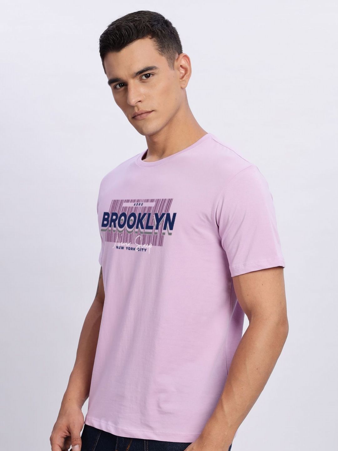ADRO Typography Printed Round Neck Cotton T-shirt