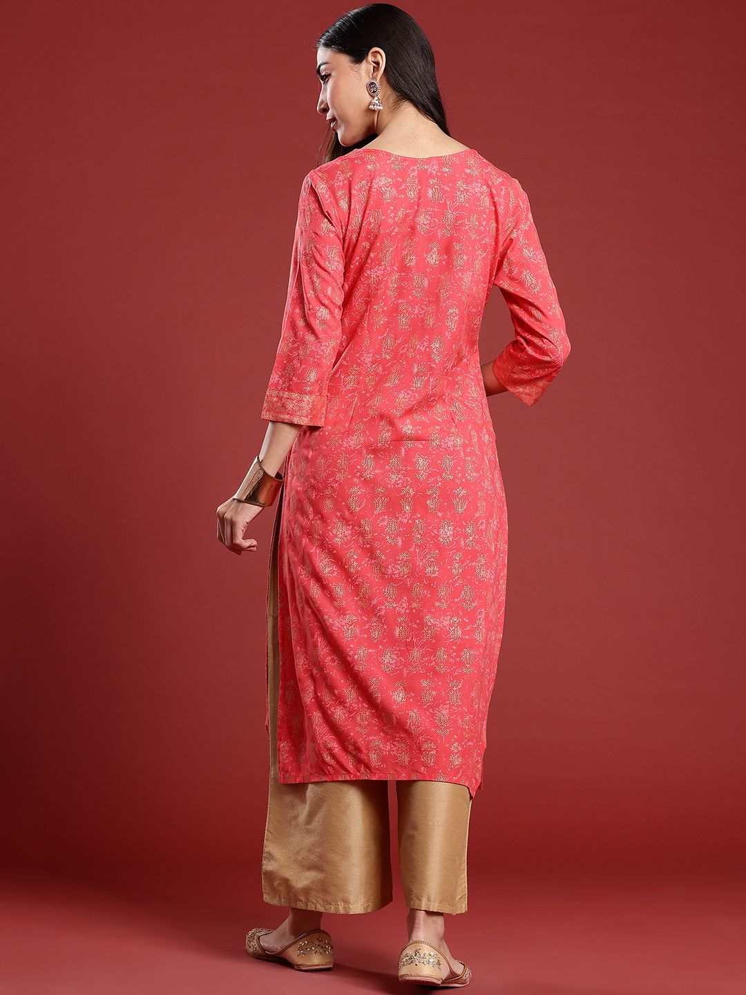 Anouk Ethnic Motifs Print Pure Cotton Straight Kurta