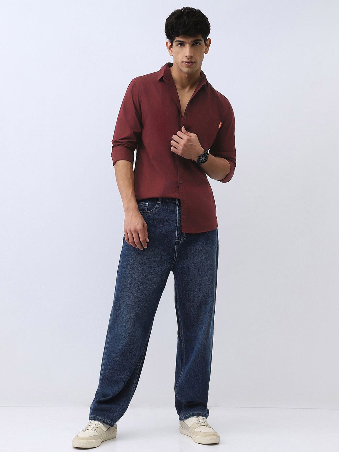 Urbano Fashion Men Cotton Full Sleeve Regular Fit Casual Solid Shirt