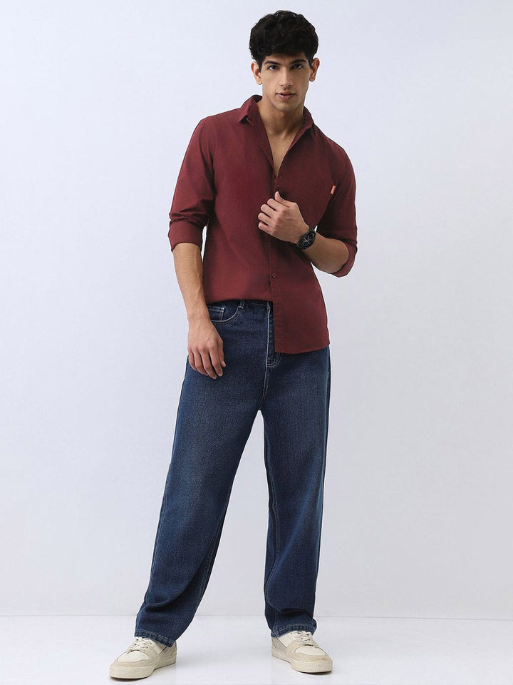 Urbano Fashion Men Cotton Full Sleeve Regular Fit Casual Solid Shirt