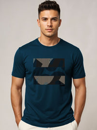 ADRO Geometric Printed Round Neck Skin-Friendly Regular Fit T-shirt