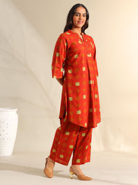Mamicha Women Printed Regular Thread Work Pure Cotton Kurta with Palazzos