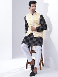 Anouk Men Geometric Printed Straight Kurta with Pyjamas & Nehru Jacket