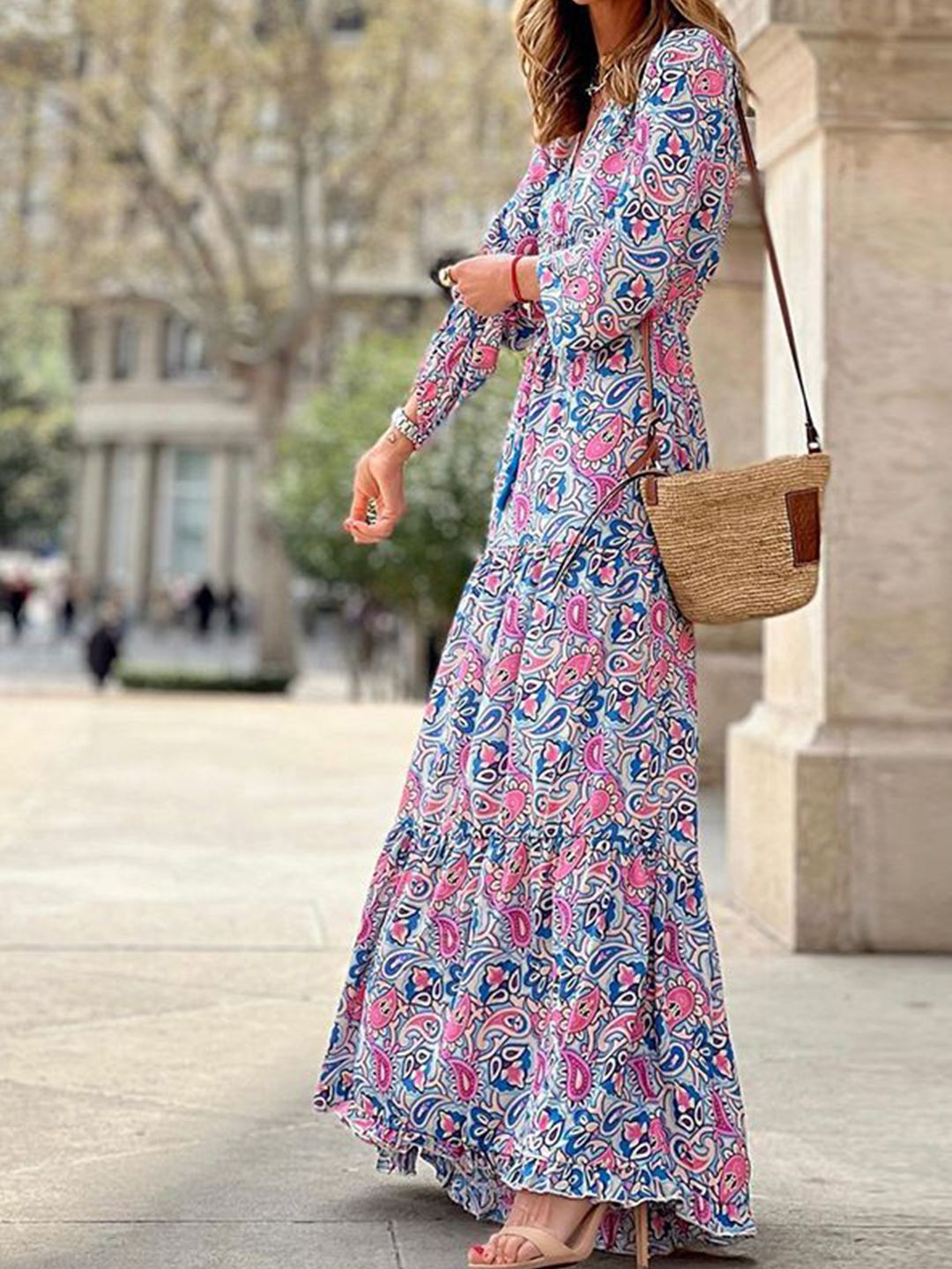 all about you Floral Printed V-Neck Maxi Dress