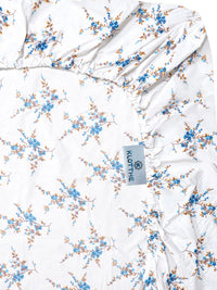 KLOTTHE White & Blue Floral 300 TC Set Cadar Double Dipasang Raja-2.50mx2.25m