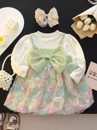 YK Girls Pack of 2 Floral Self Design  Pinafore Dress