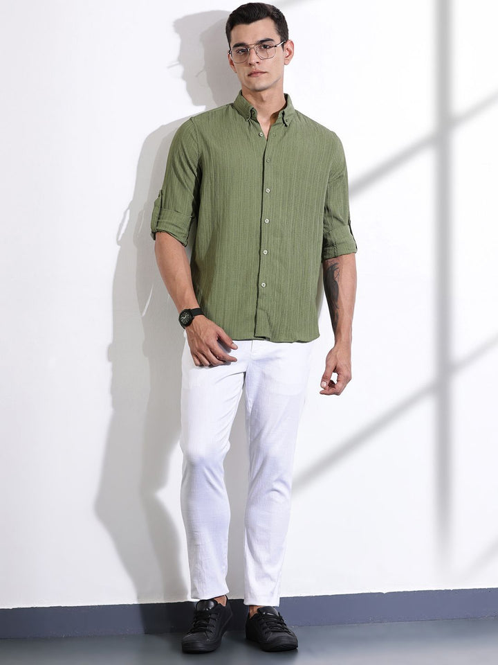 Thomas Scott Men Classic Slim Fit Opaque Casual Shirt
