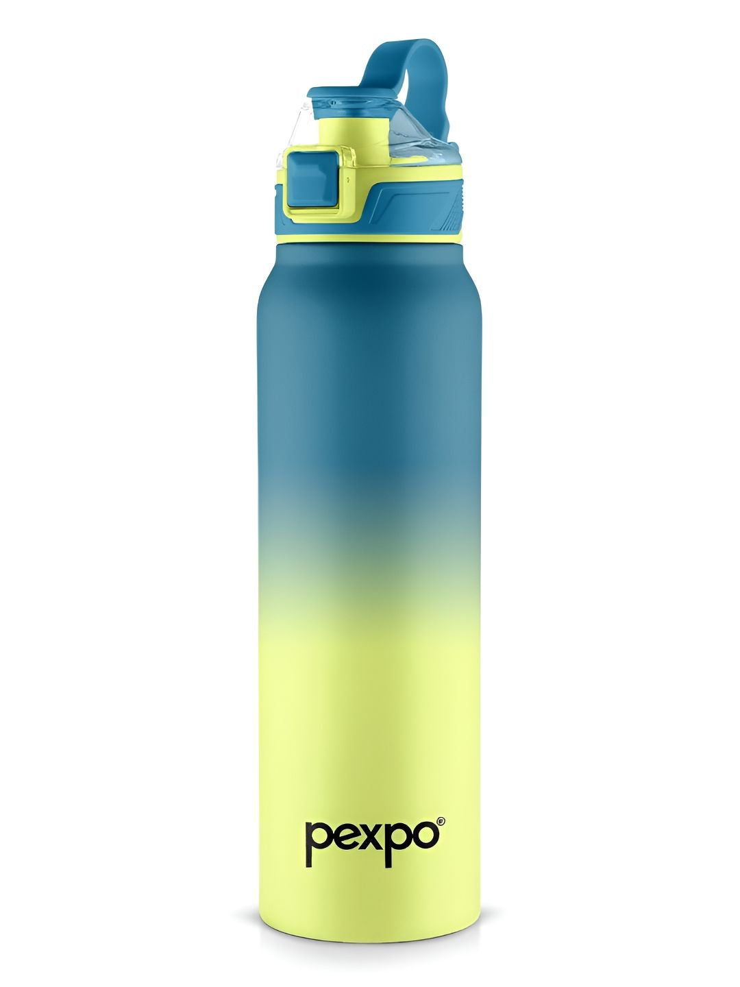 Pexpo Blue & Yellow Colourblocked Stainless Steel Double Wall Vacuum Water Bottle-940 ml