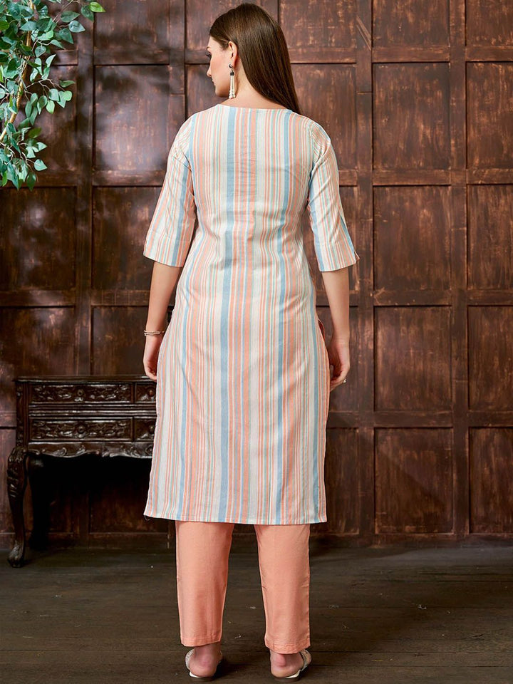 KALINI Woven Design Straight Kurta With Trousers