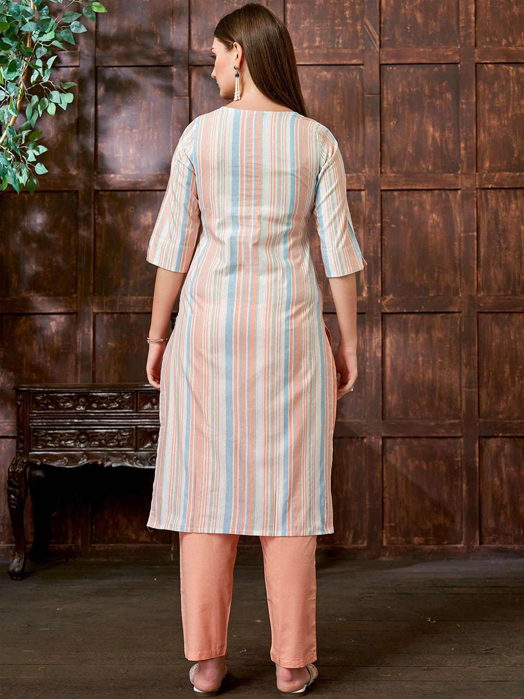 KALINI Woven Design Straight Kurta With Trousers