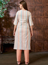KALINI Woven Design Straight Kurta With Trousers