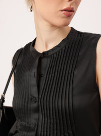 DressBerry Effortless Elegance Pleated Satin Finish A-Line Top