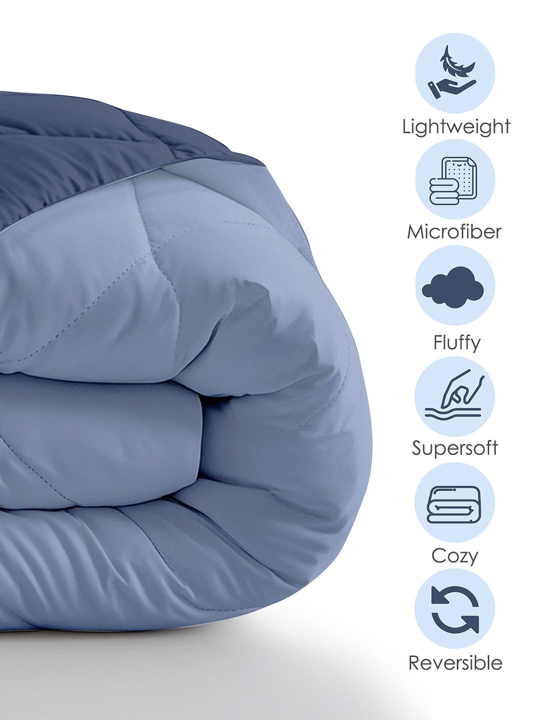 Story@home Lavender & Blue Solid Reversible 240 GSM Heavy Winter Double Bed Comforter