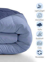 Story@home Lavender & Blue Solid Reversible 240 GSM Heavy Winter Double Bed Comforter