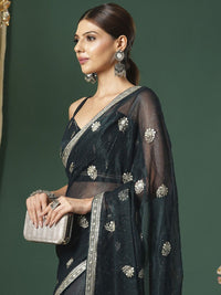 Saree mall Embellished Beads and Stones Poly Georgette Designer Sarees