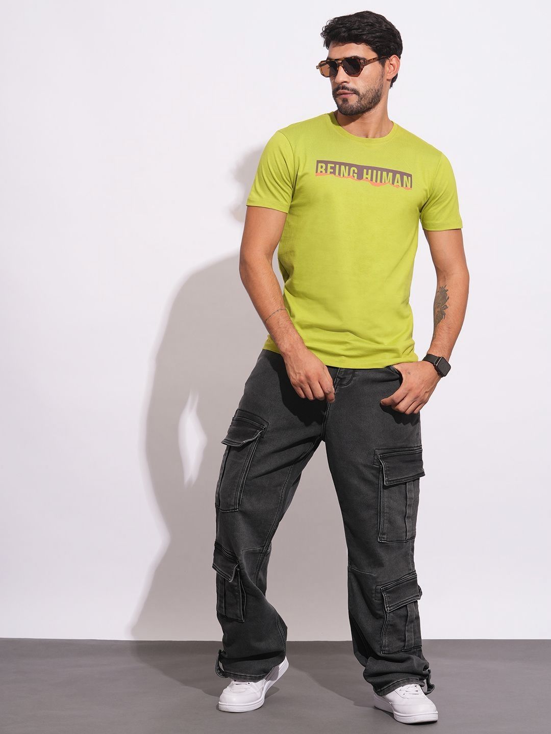 Being Human Men Typography Printed Round Neck Cotton Slim Fit T-shirt