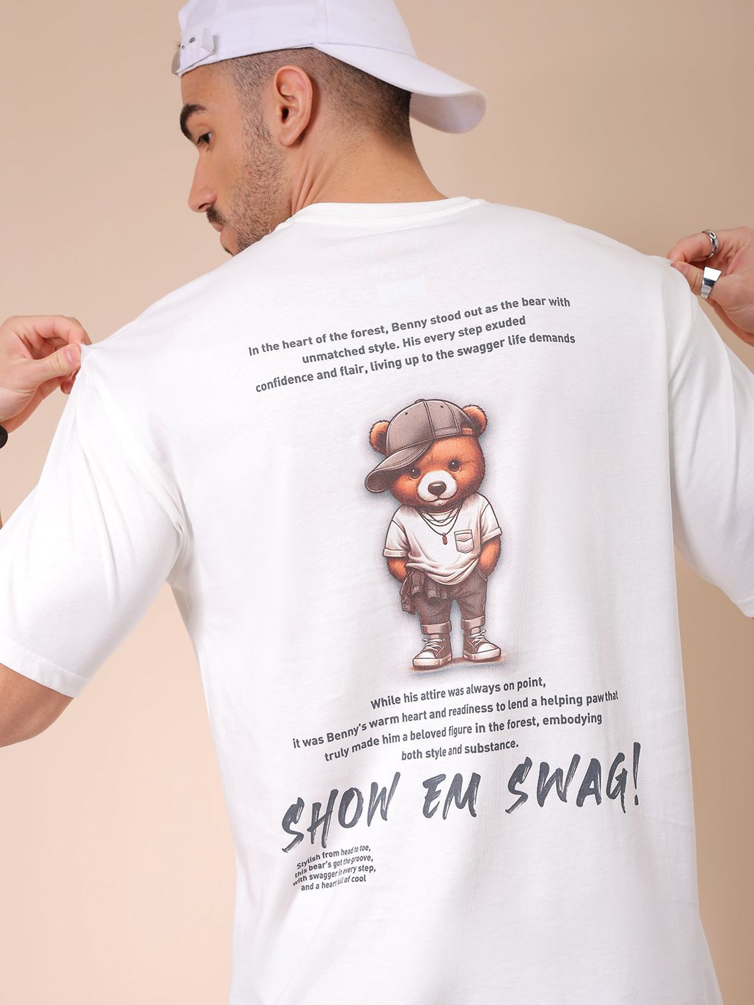 The Indian Garage Co Men Graphic Printed Round Neck Cotton Oversized T-shirt