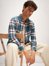 THE BEAR HOUSE Men Tartan Checks Opaque Slim Fit Casual Shirt