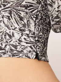 DressBerry Ruffle Dreams Printed Crop Top