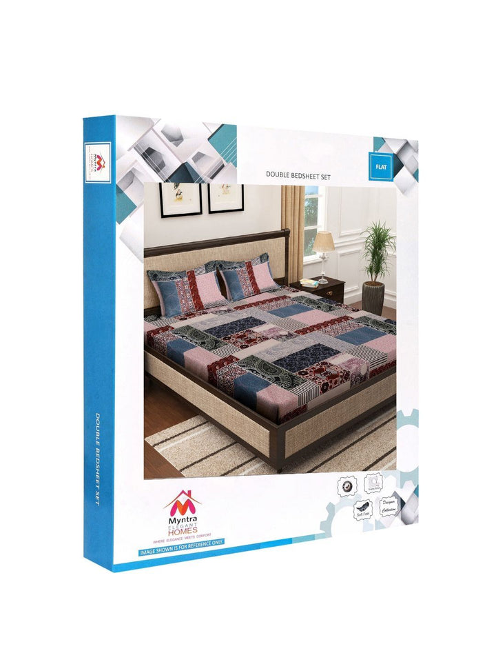 Myntra Elegant Homes Hitam & Putih Bercetak Set Cadar King 300 TC 2.50 m x 2.20m