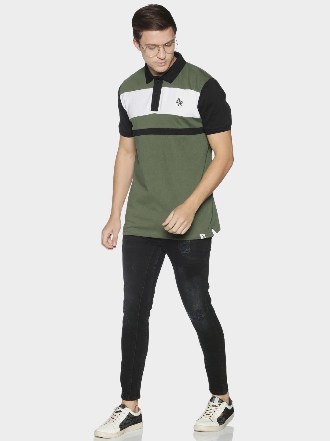 ADRO Men Colourblocked Polo Collar T-shirt