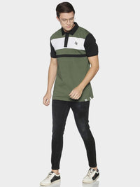 ADRO Men Colourblocked Polo Collar T-shirt